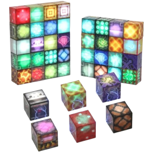 Klocki Edukacyjne Magnetyczne Minecraft Świecące Led 2x2 Cm 20 Sztuk