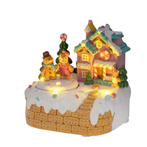 Świąteczna dekoracja Piernikowy Domek Led ruchomy i grający