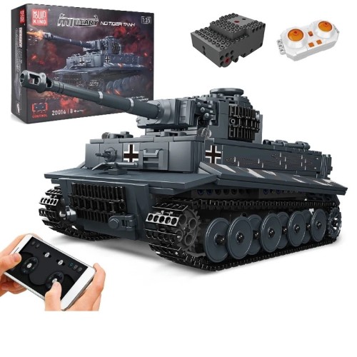 Klocki techniczne czołg zdalnie sterowany RC aplikacja akumulator USB