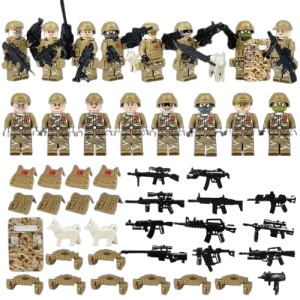Klocki – duży zestaw 8 figurek żołnierzy z akcesoriami