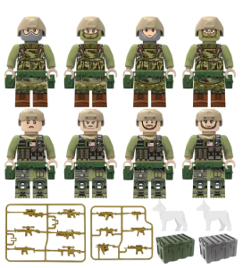 Klocki – duży zestaw 8 figurek żołnierzy z akcesoriami