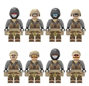 Klocki – duży zestaw 8 figurek żołnierzy z akcesoriami